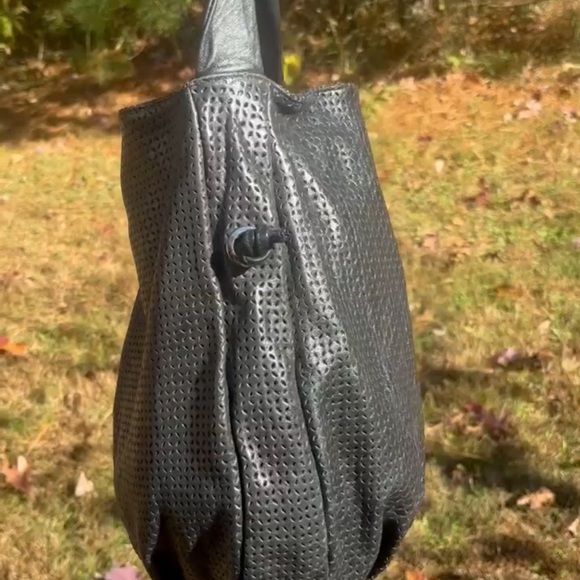 Furla Black Perforated Leather Hobo Bag - Women's Shoulder Tote - Picture 3 of 9